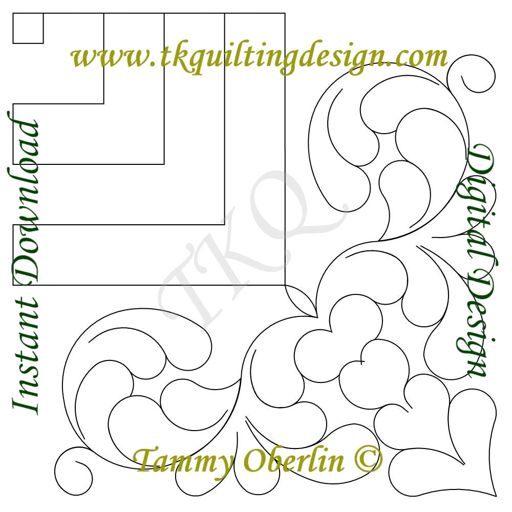 2664A Curling Feathers Outer Bdr 8 Cnr