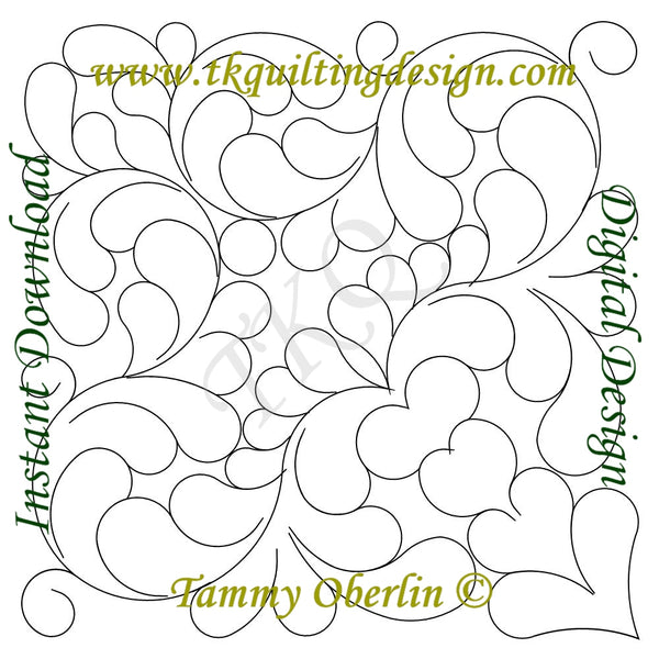 2664D Curling Feathers Inner Bdr 7 Cnr | TK Quilting & Design II
