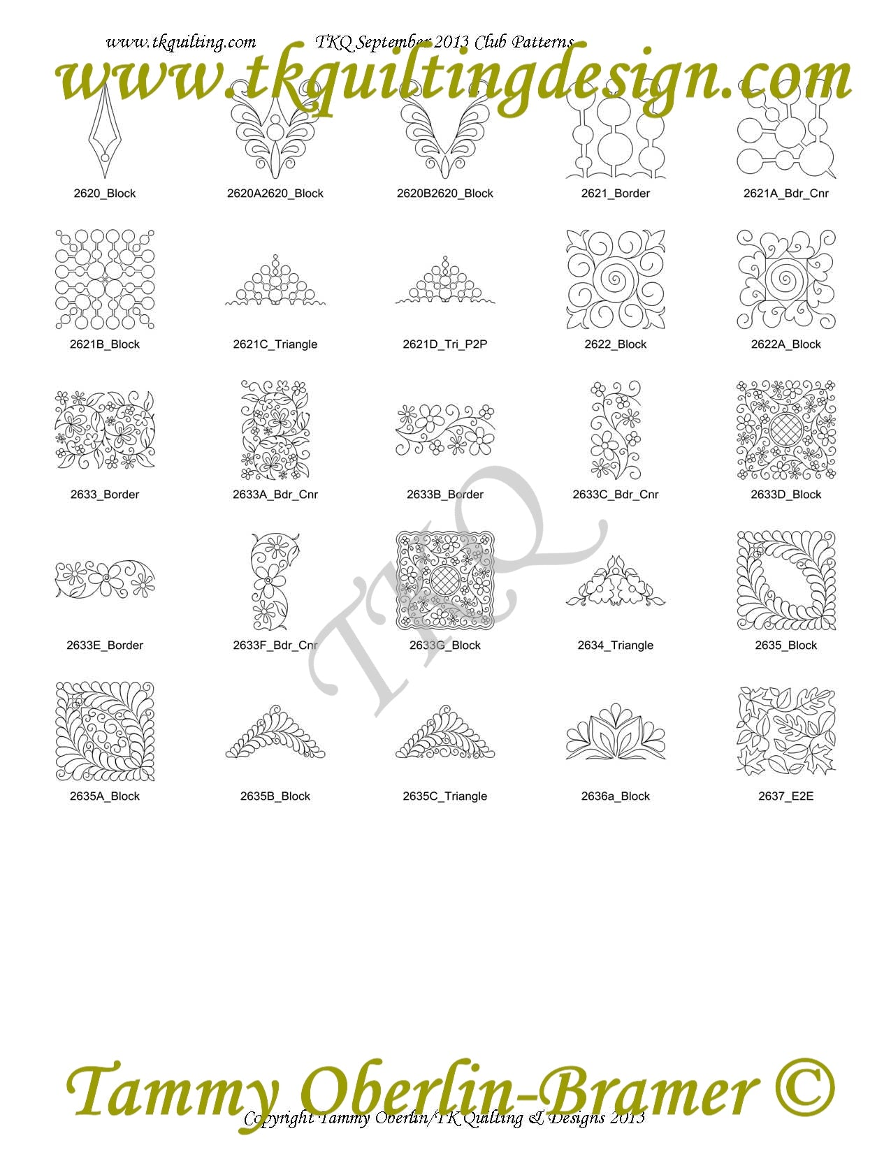 Tk September Pattern 35 TKQ September 2013 Pattern Bundle | TK Quilting & Design II