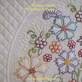 Hand redwork- Machine quilting - Marian's Floral Bouquet - detail